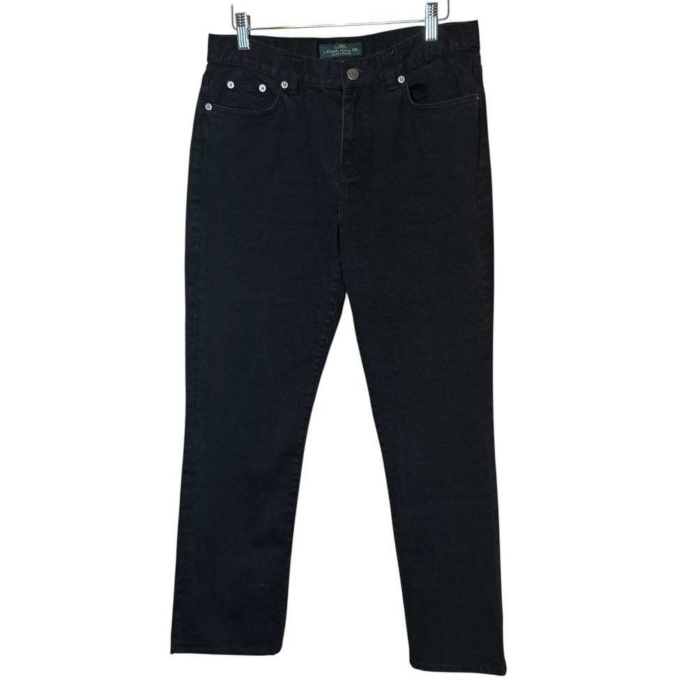 Lauren Ralph Lauren Womens Classic Straight Black Jeans Sz 6 Pocket Logo Neutral